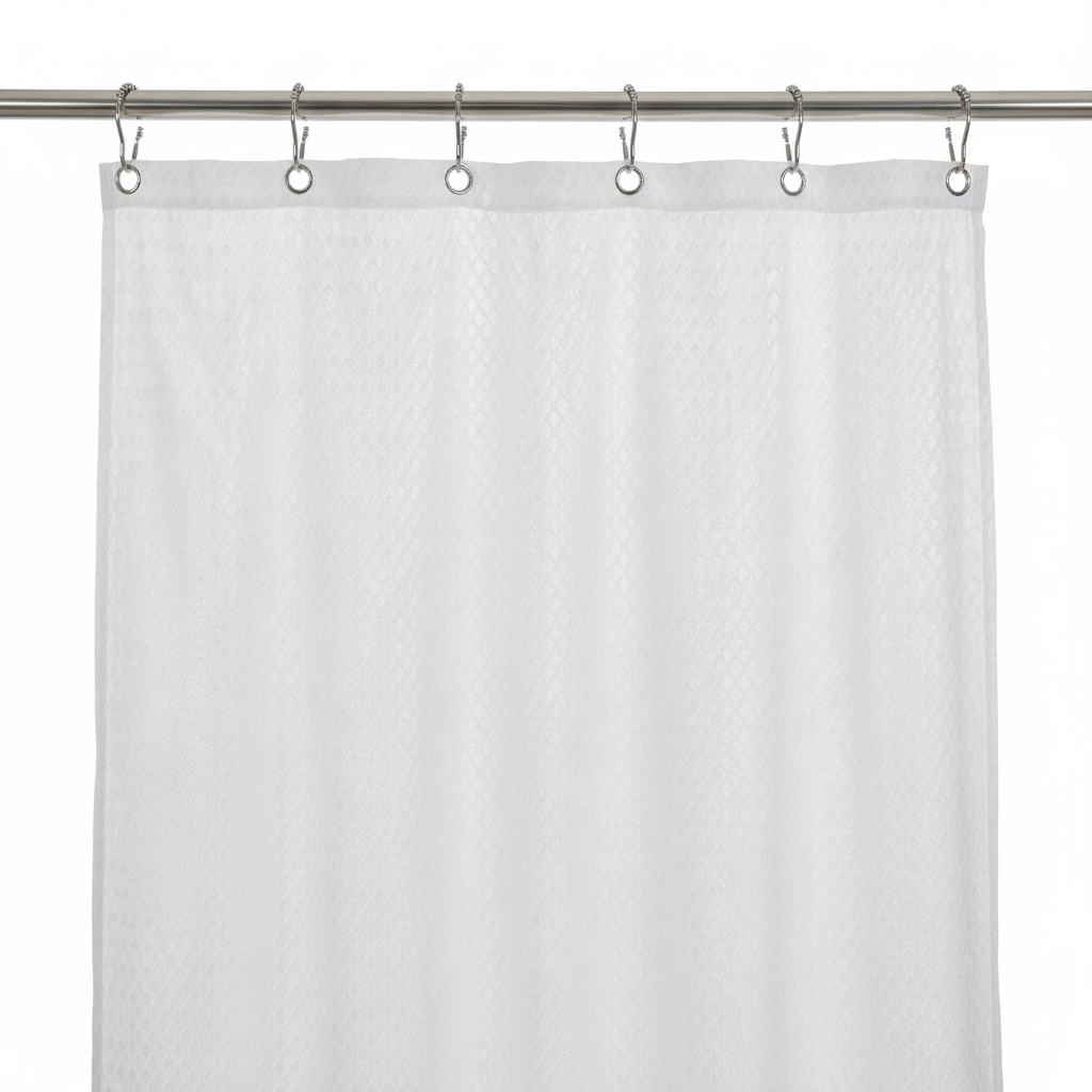 Shower Curtain Diamond Pattern - White Background