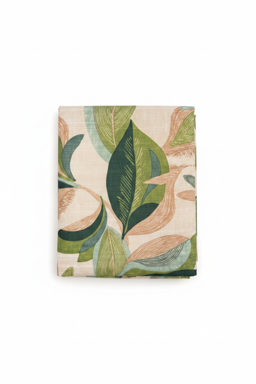 Shower Curtain Green Botanical on White Background