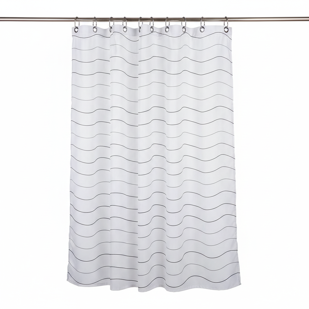 Shower Curtain Horizontal Black Waves