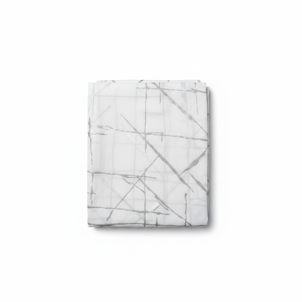 Silver Geometric Shower Curtain