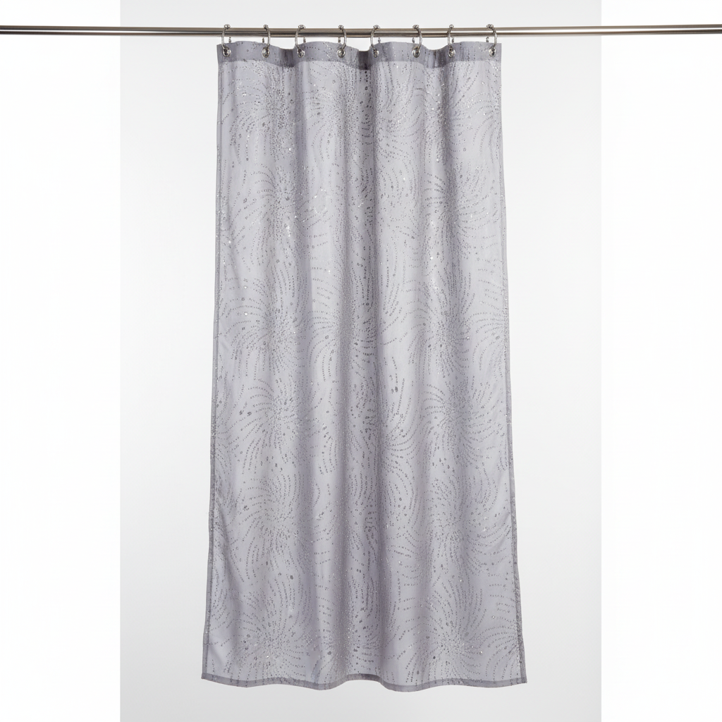Silver Swirl Glitter Shower Curtain