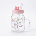 Cute Glass Mug with Straw 800ml