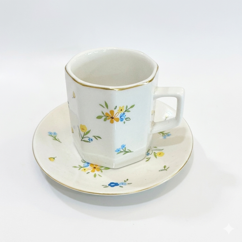 Floral Coffee Cup Set - 6 Pieces