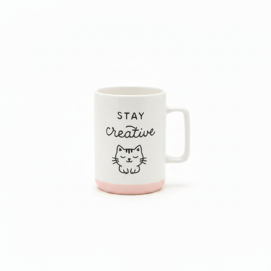 Stay Creative Cat Mug Pink Band
