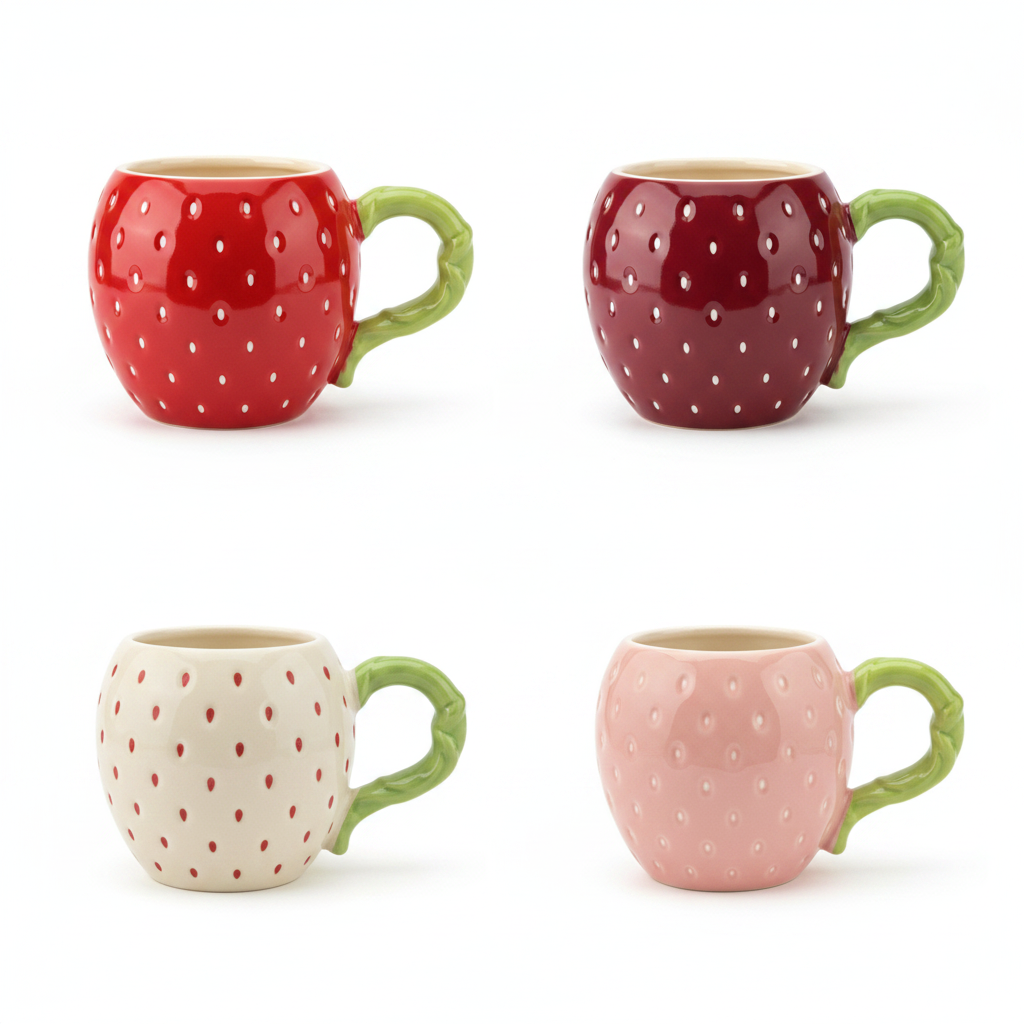 Strawberry Ceramic Mug - 4 Colors Square