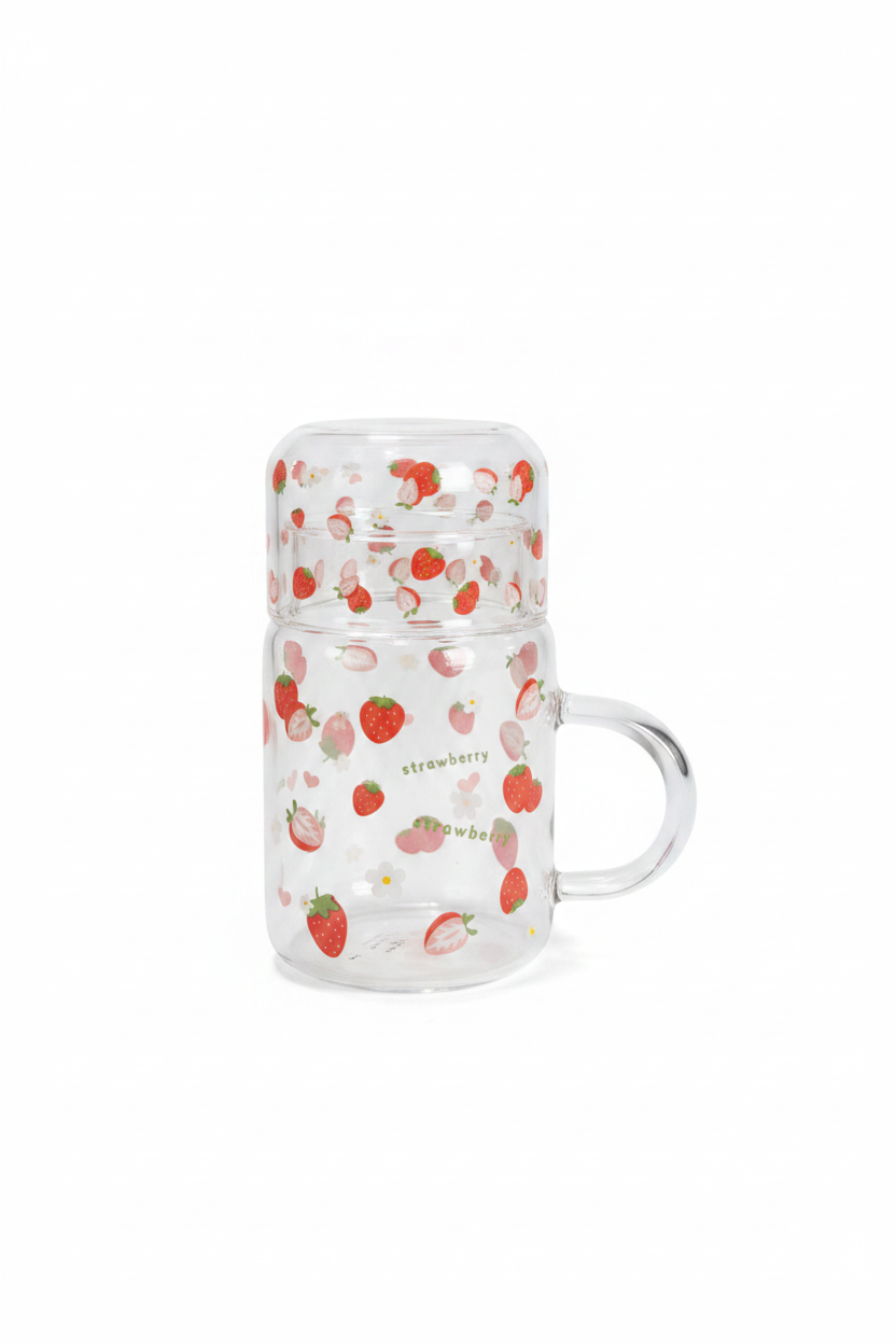 Strawberry Glass Mug - White Background