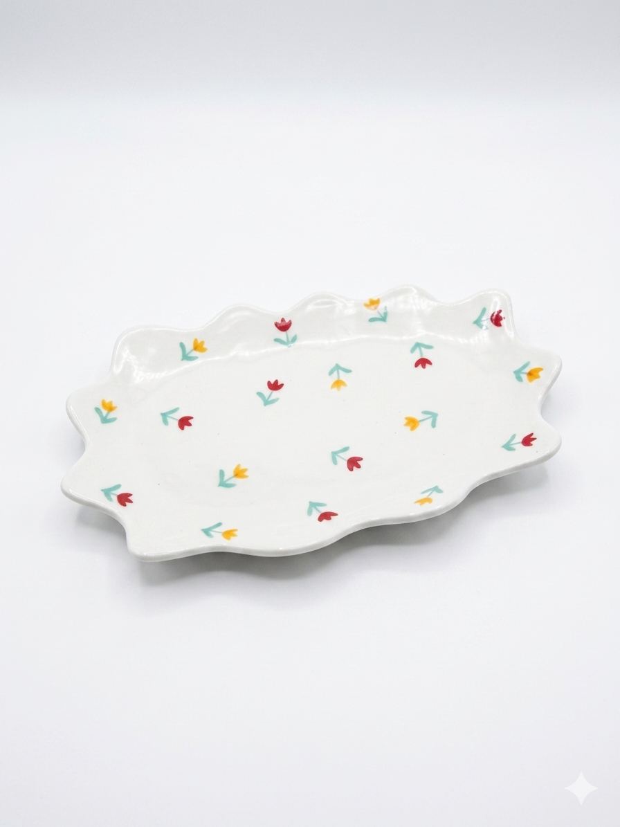 Floral Ceramic Serving Tray