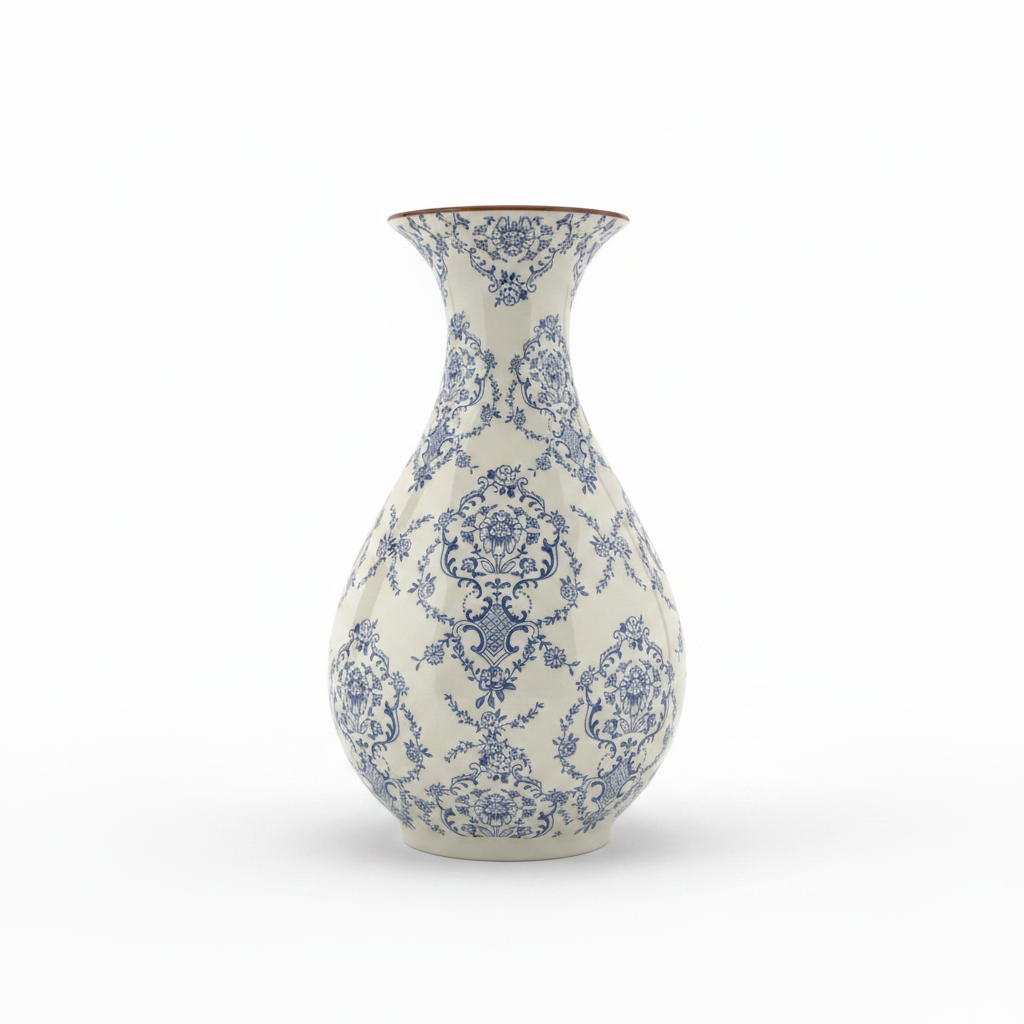Tall Blue White Vase