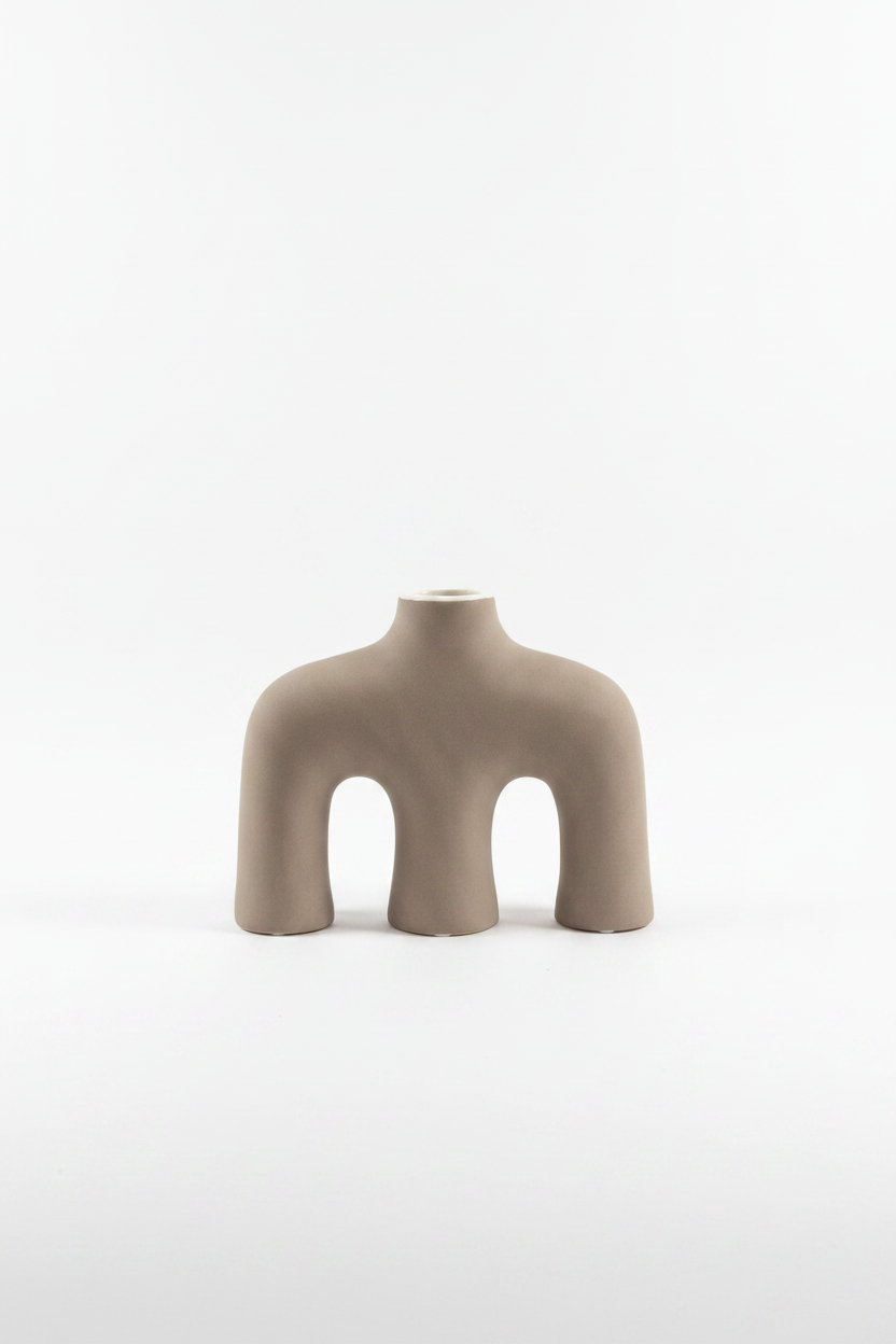 Taupe Arch Vase - White Background