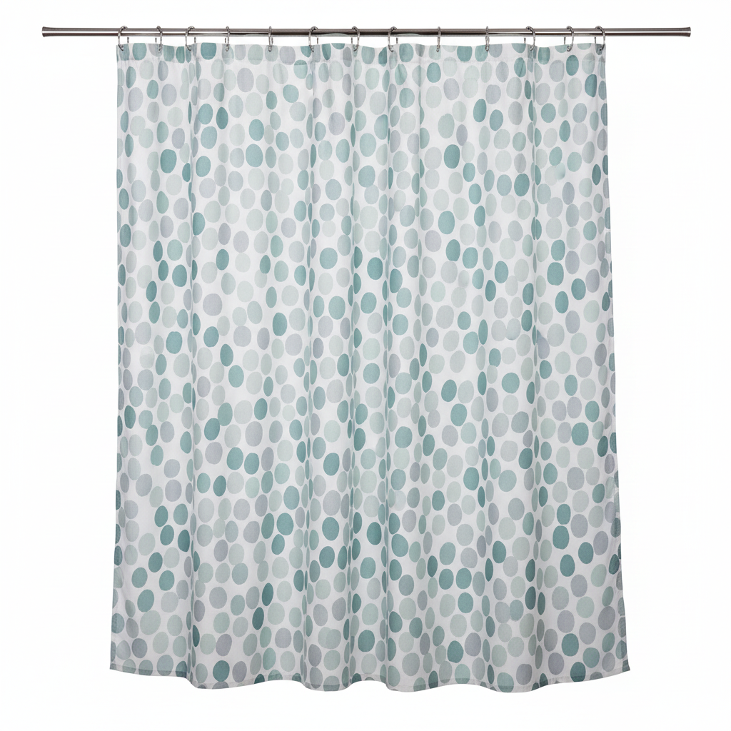 Teal Blue Polka Dots Shower Curtain