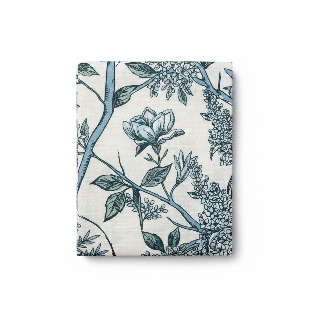 Teal Botanical Toile Shower Curtain