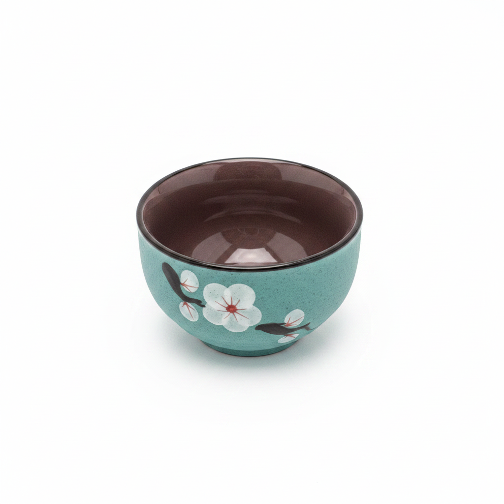 Teal Cherry Blossom Tea Cup