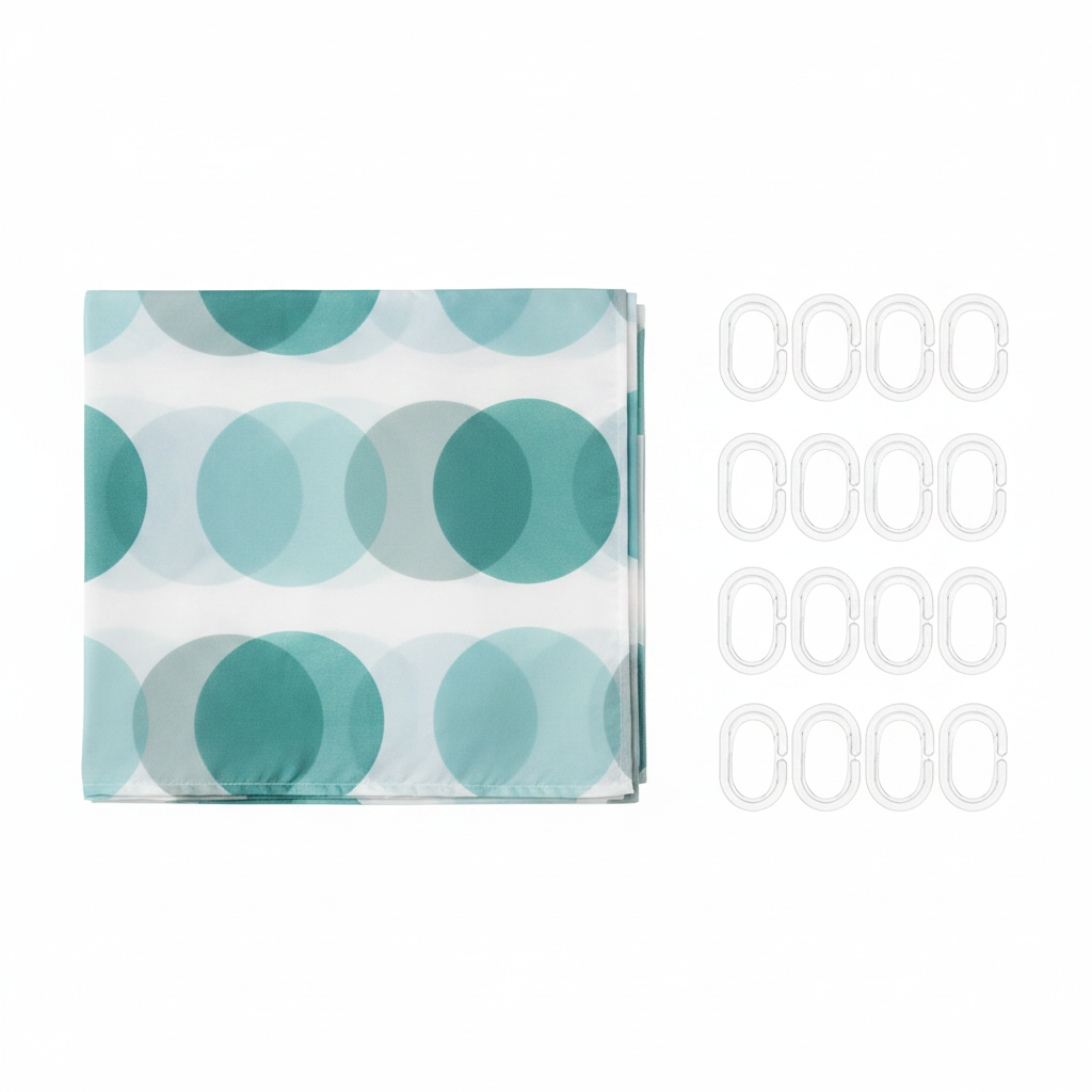Teal Polka Dot Shower Curtain - Corrected Colors