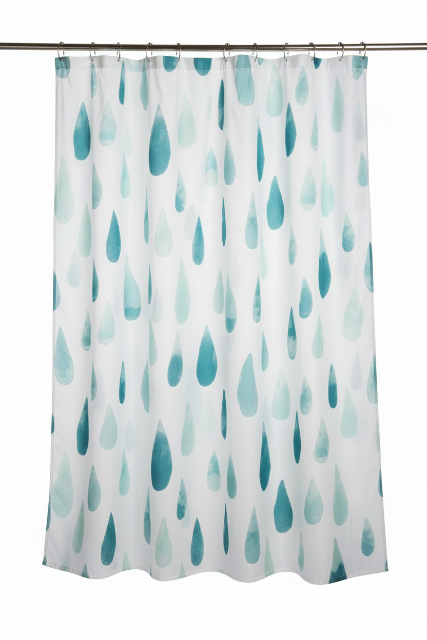 Teal Small Raindrop Gradient Shower Curtain
