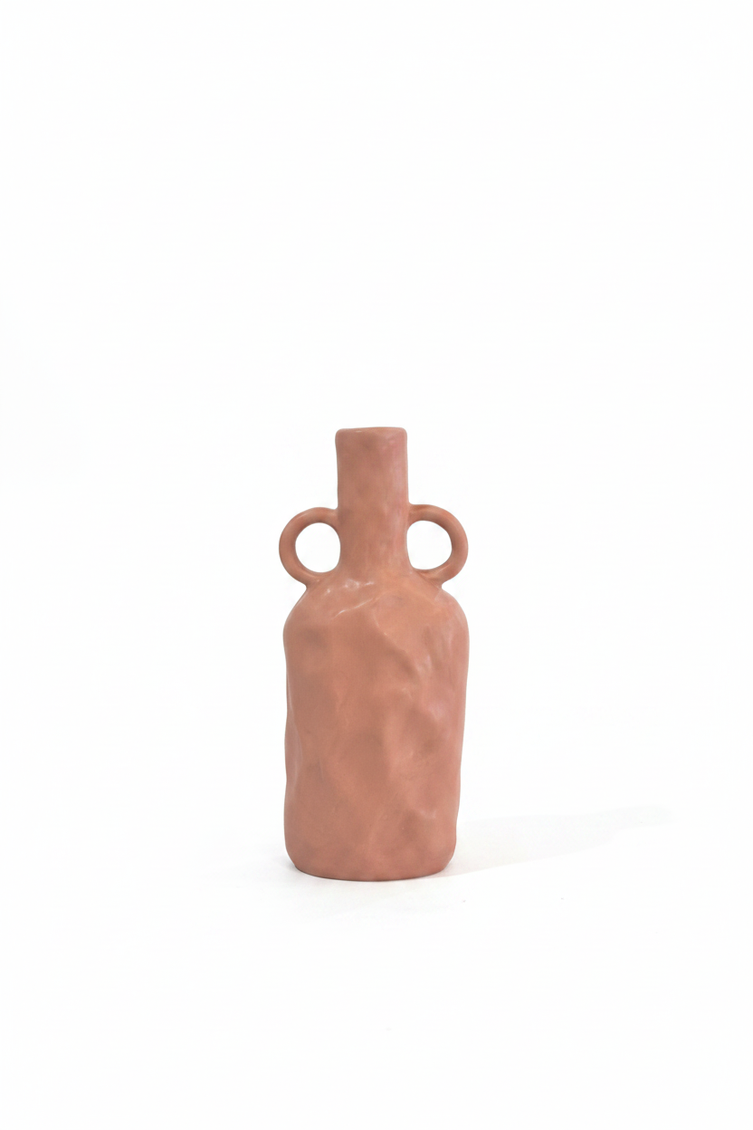 Terracotta Bottle Vase - White Background