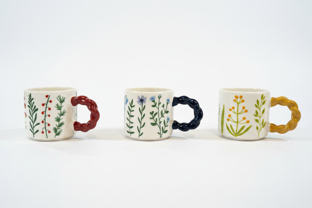Three Botanical Mugs