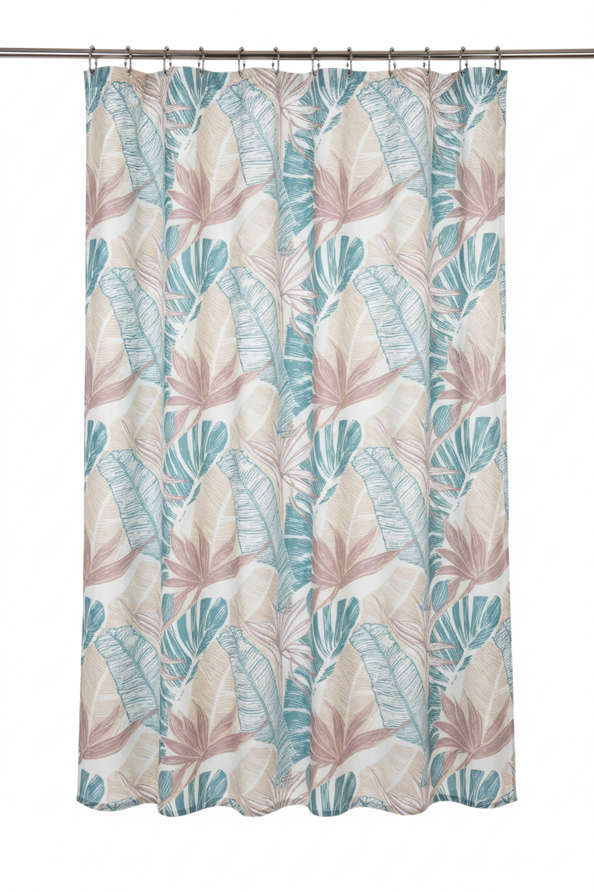 Tropical Palm Shower Curtain – Hanging