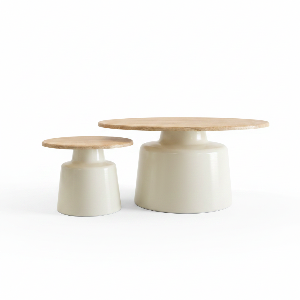 Two Oval Pedestal Tables Small and Large