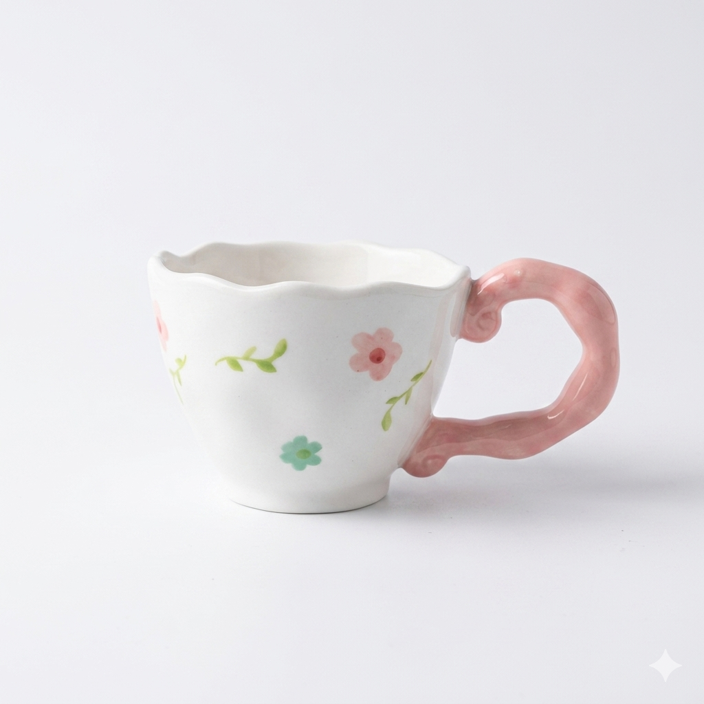 Handmade Ceramic Floral Mug 150ml