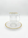 Glass Tea Cup Set with Saucers - 6 Pieces