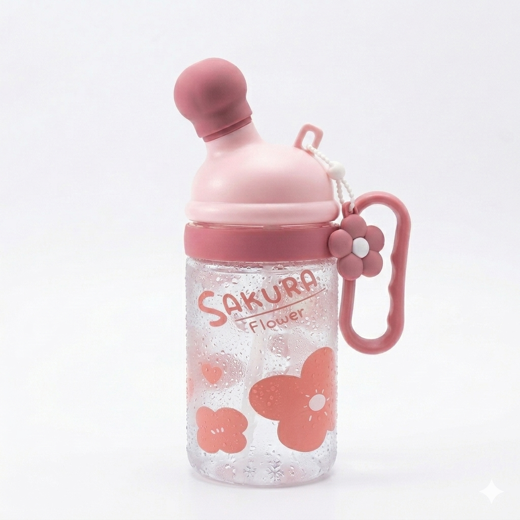 Floral Straw Water Bottle 800ml