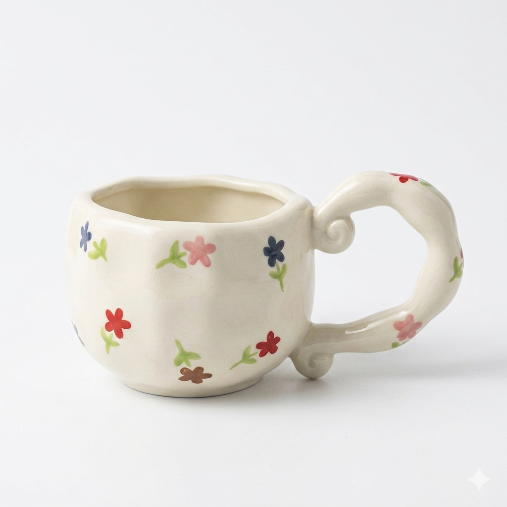 Floral Curl Handle Mug 250ml