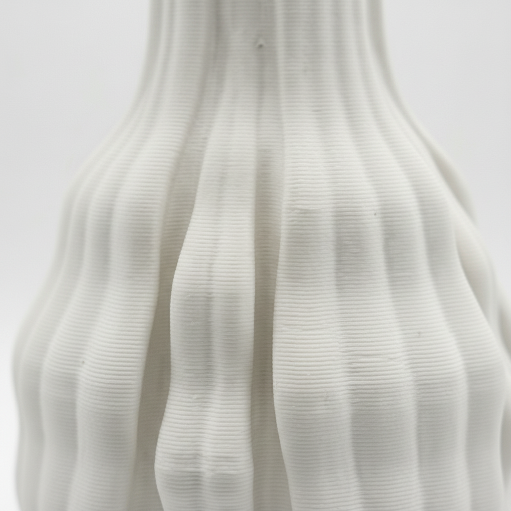 White 3D Printed Vase - Close Up