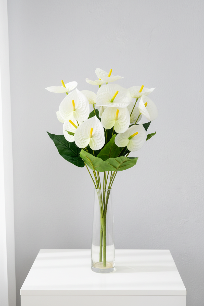 White Anthurium Bouquet in Vase