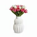 White Double Vase with Tulips