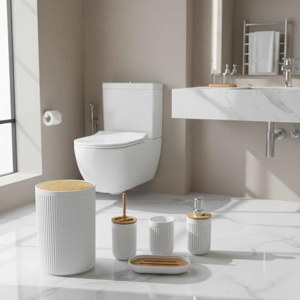 White Ribbed Bamboo Set - Lifestyle