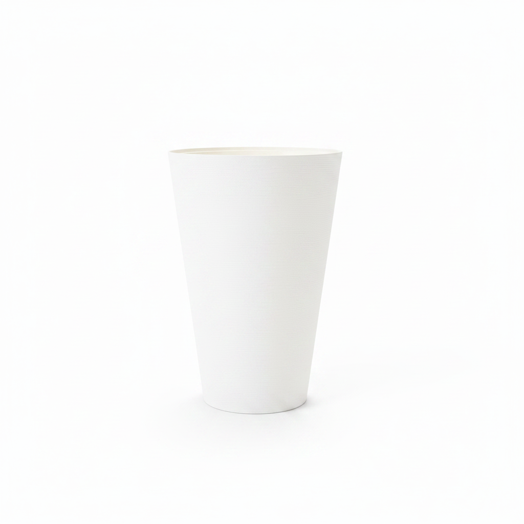 White Ribbed Conical Planter