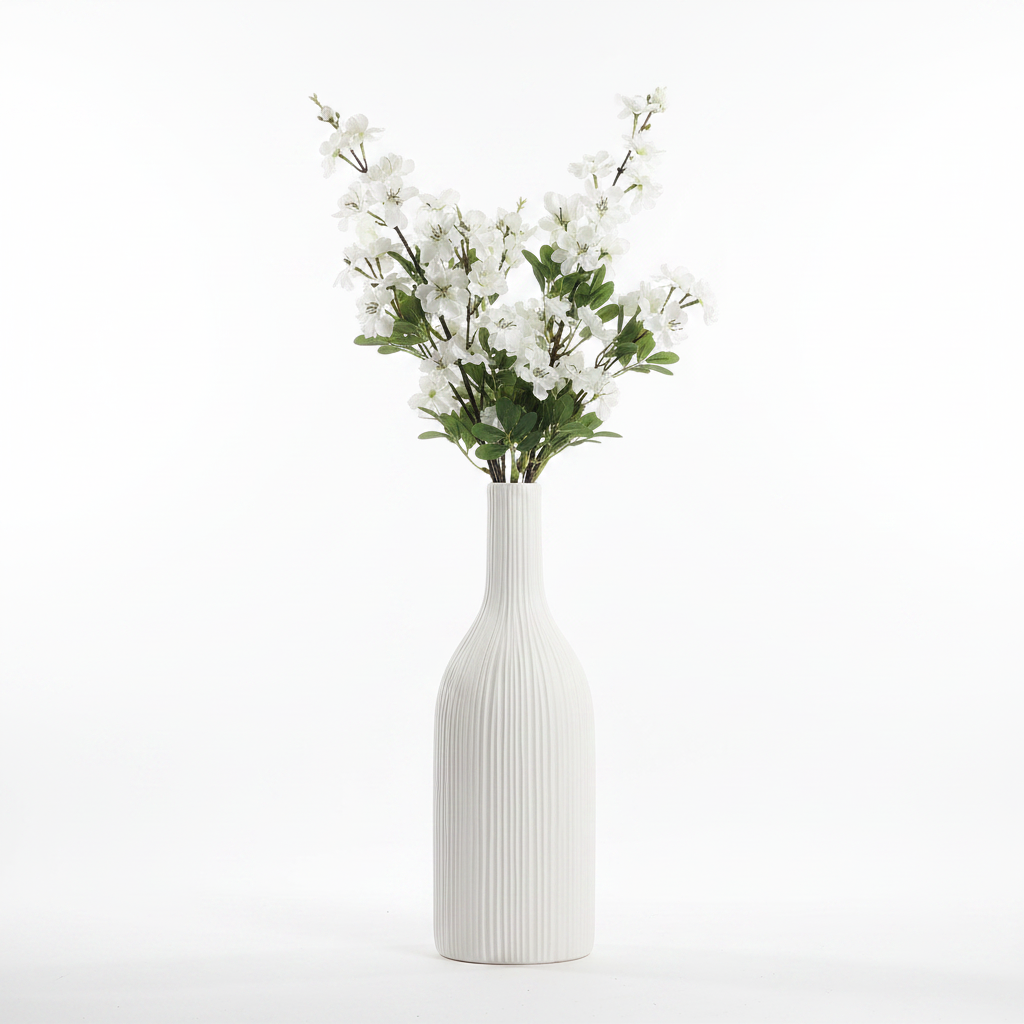 White Vase With Flowers