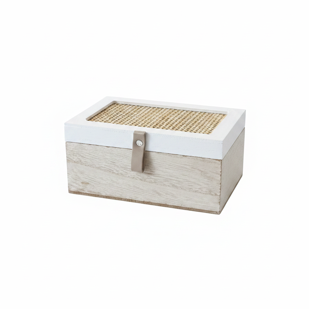 Whitewashed Rattan Box