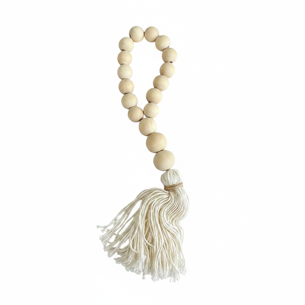 Wooden Bead Garland with Tassel