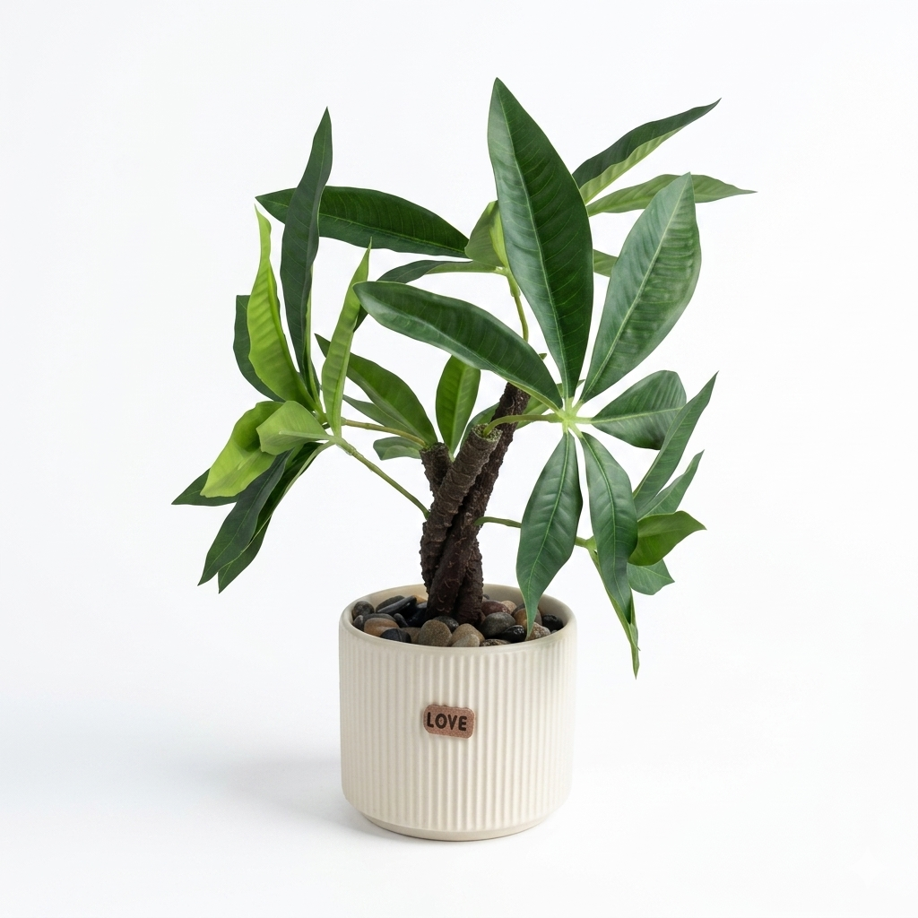 Money Tree Plant in Ceramic Pot