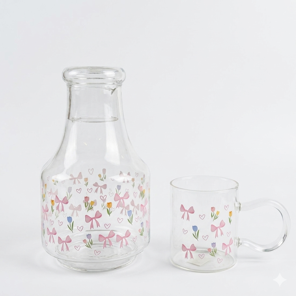 Floral Glass Carafe – 1L