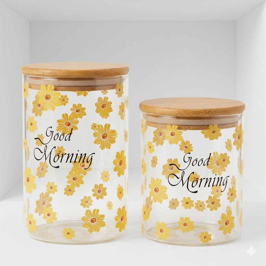 Good Morning Glass Storage Jar