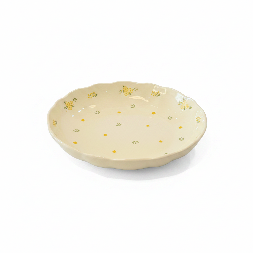 Yellow Floral Flat Plate