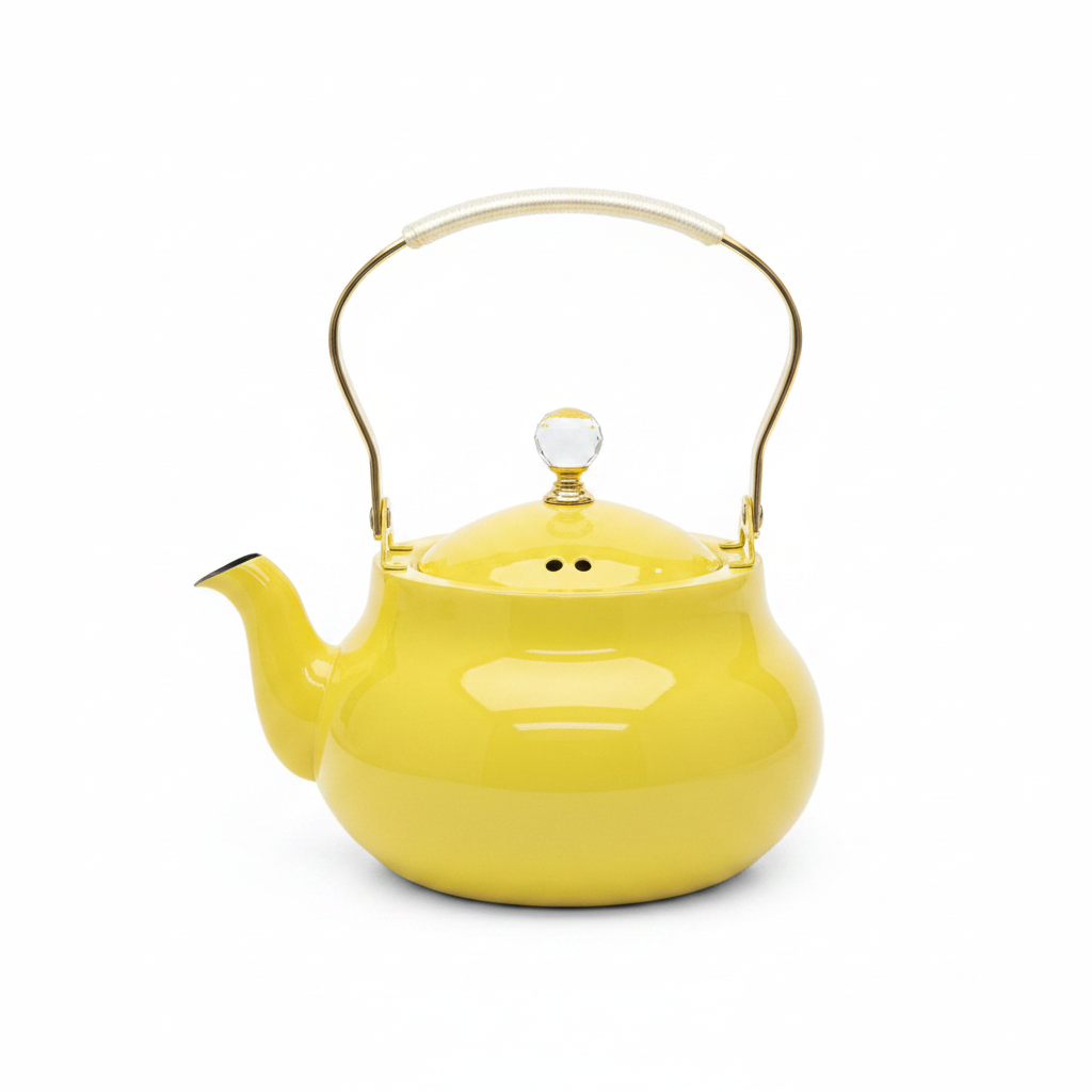 Yellow Teapot White Background