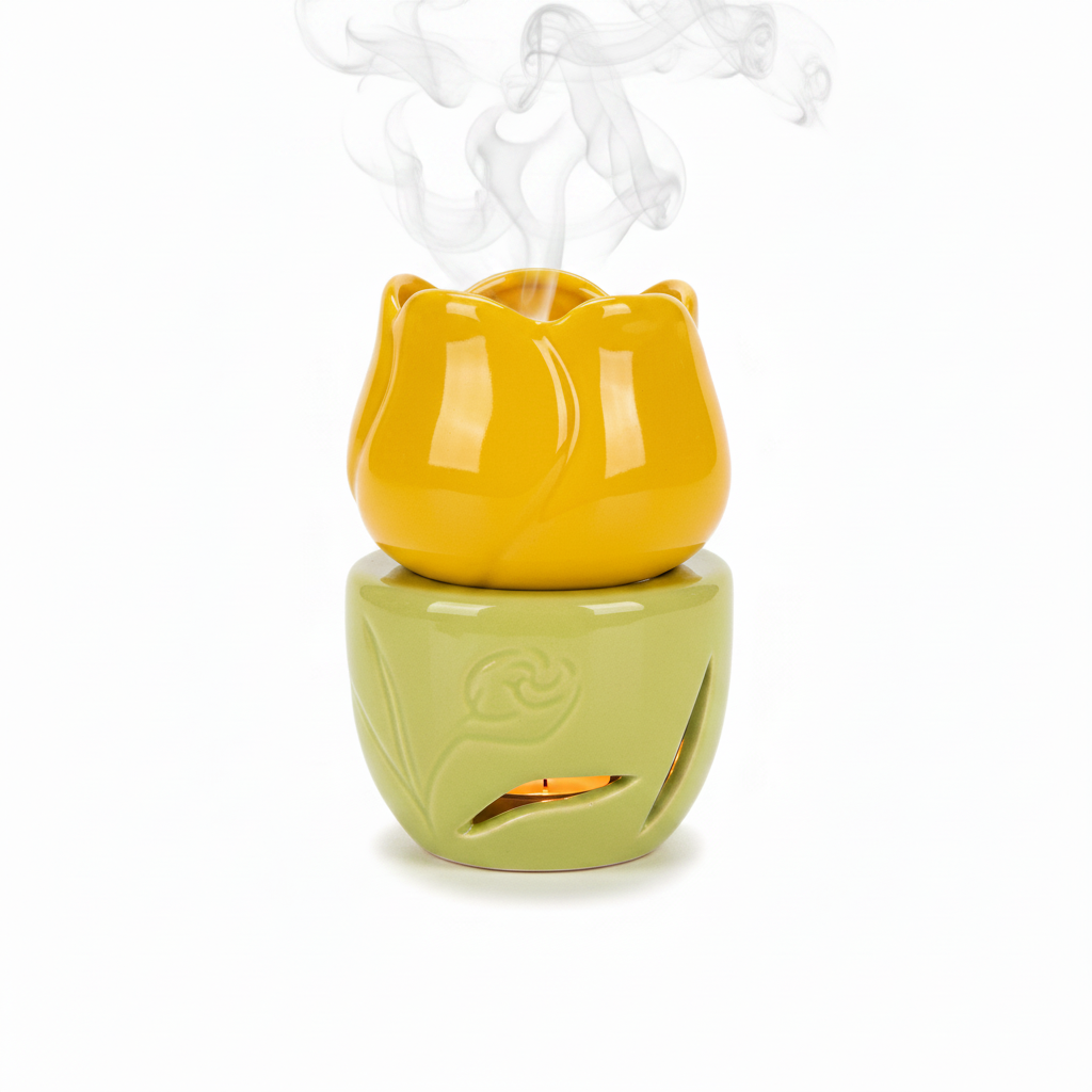 Yellow Tulip Diffuser with Candle and Smoke