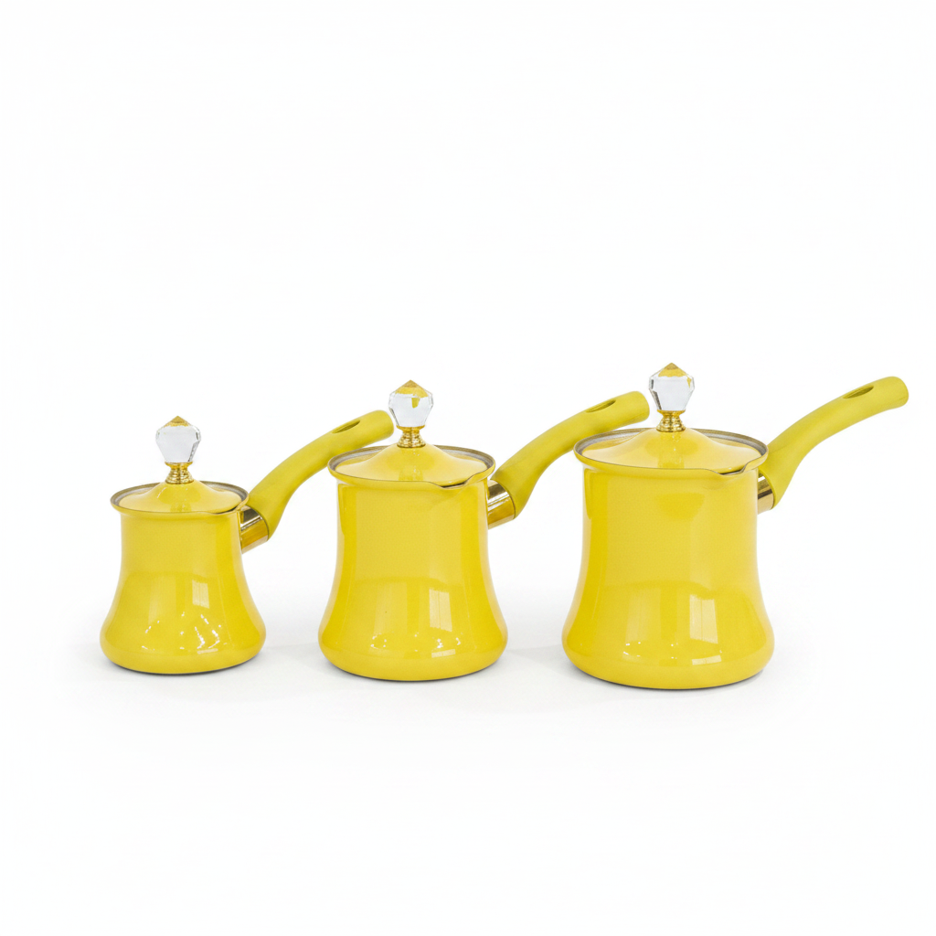 Yellow Turkish Coffee Pot Set - Improved
