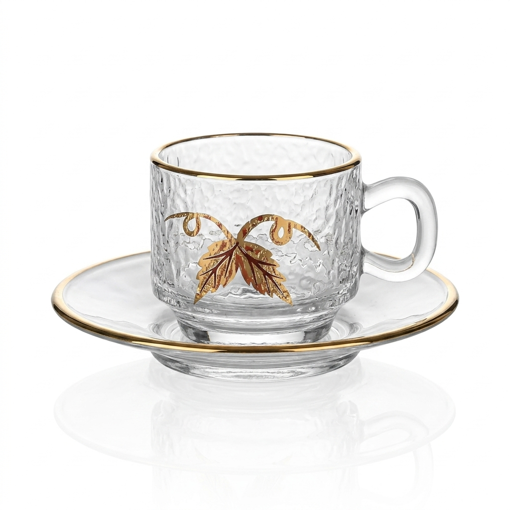 Gold Leaf Glass Coffee Cup Set - Half Dozen (80ml)
